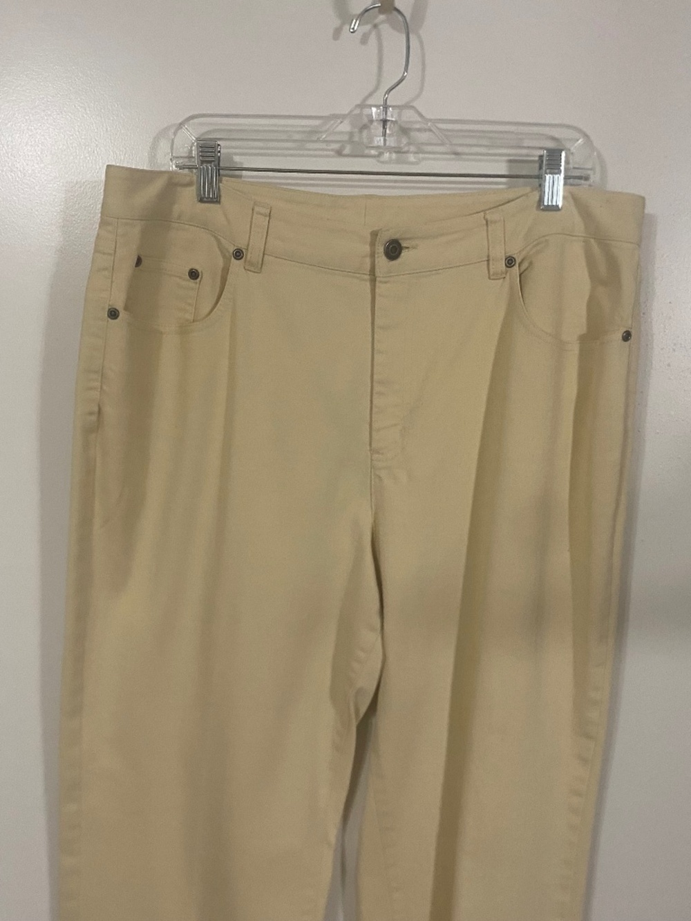 TALBOTS WOMENS JEANS SZ 16L  COTTON BLEND CHAMPAGNE HI-RISE STRAIGHT LEG W 36"